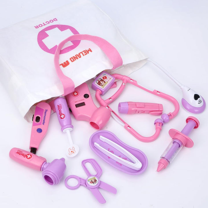 Toy Doctor Kit for Girls - Pretend Play Doctor Set with Dog Toy, Carrying Bag, Stethoscope Toy & Dress up Costume - Doctor Play Gift for Kids Toddlers Ages 3 4 5 6 Year Old for Role Play