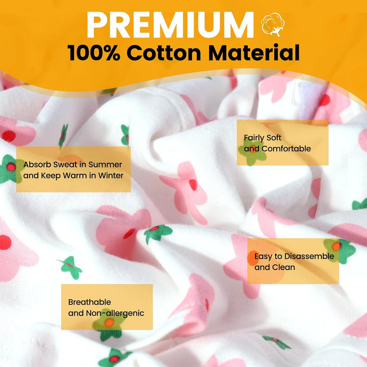 Infant Car Seat Cover Liner, Universal Fit Carseat Protective Cover, Made of 100% Cotton - Breathable Prevent Wear & Dirt Suitable Travel Systems (0-12M), Easy to Clean, Machine Washable, Pink