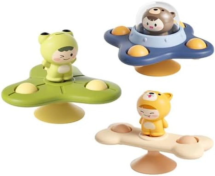 3-Piece Suction Cup Spinner Toys for Boy & Girl, Spinning Tops for Toddlers, Birthday Gift for Infant, Sensory Baby Bath Toys