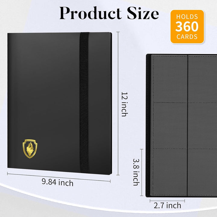Heavy Duty Card Binder,  9 Pocket Trading Card Binder Holds 360 Cards, Sleek Side-Loading Card Album, Sturdy Card Collection Folder for TCG, MTG, Yugioh, Other Game Cards, Sport Cards, Black