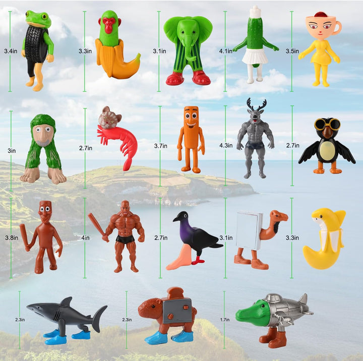 Italian Brainrot Action Figures,Tralalero Tralala Action Figures,Tung Tung Tung Sahur, BRR BRR Patapim & More Decor for Game Fans Office Room Decor Toppers (18PCS)