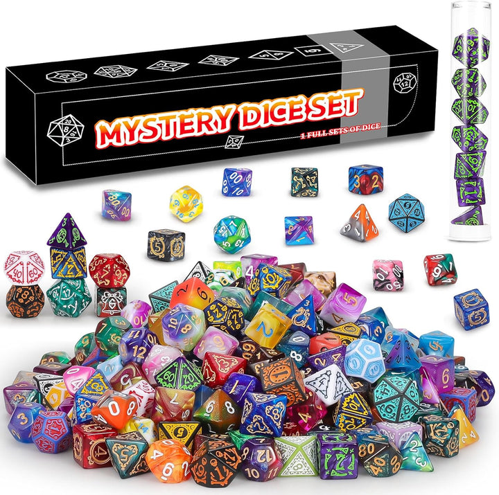 Polyhedral Dice - 8PCS Mystery Dice Set, Various Styles, Random D&D Dice Patterns & Dice Bag, DND Gifts, Suitable for Dungeons and Dragons, RPG, Mtg,Role Playing Table Game