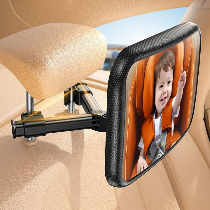 Baby Car Mirror for Backseat - [2025 Safest Triangle Hook Clip] Acrylic Car Seat Mirror for Rear Facing, 360° Rotation & Wide Clear View, 3S Quick Install, Newborn Baby Essentials Accessories