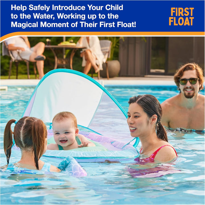 Baby Spring Float with Adjustable Canopy and UPF Sun Protection, Blue Lobster