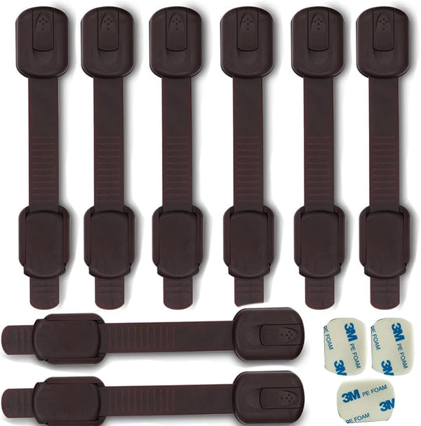 Child Safety Cabinet Locks for Baby Proof,Child Proof Safety Locks for Cabinets,Drawers,Cupboard,Oven,Fridge,8Packs Brown Locks,