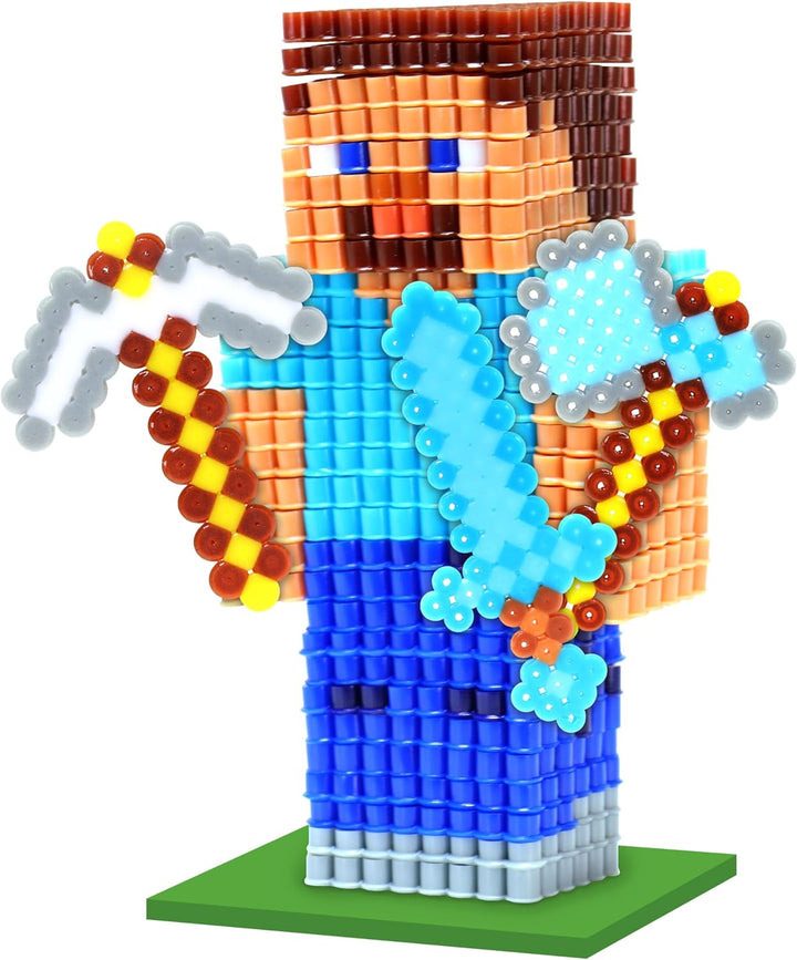 Minecraft Pixel Creations Bead Kit 2500 Beads with Pegboards & Templates Build Characters & Tools From, Encourages Hands-On Stem-Based Play Craft Set for Kids Ages 6+