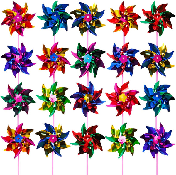 100 Pieces Plastic Rainbow Windmill Party Pinwheels DIY Pinwheel for Kids Toy Garden Party Lawn Decor, Assorted Color