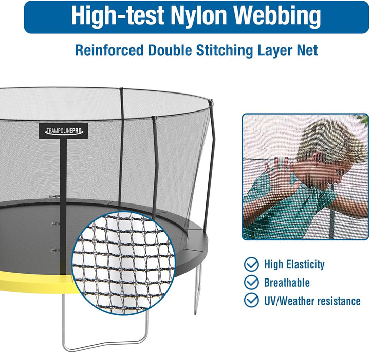 14Ft & 15Ft Universal Trampoline Net Replacement, Safety Enclosure Net for 6 or 8 Straight/Angled Poles, 14Ft & 15Ft round Frame