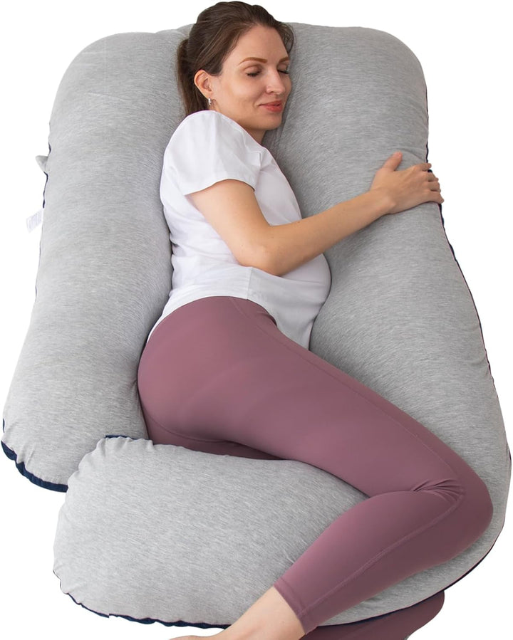 Pregnancy Pillow, U Shaped Full Body Pillow for Maternity Support, Sleeping Pillow with Cover for Pregnant Women (Dark Grey)