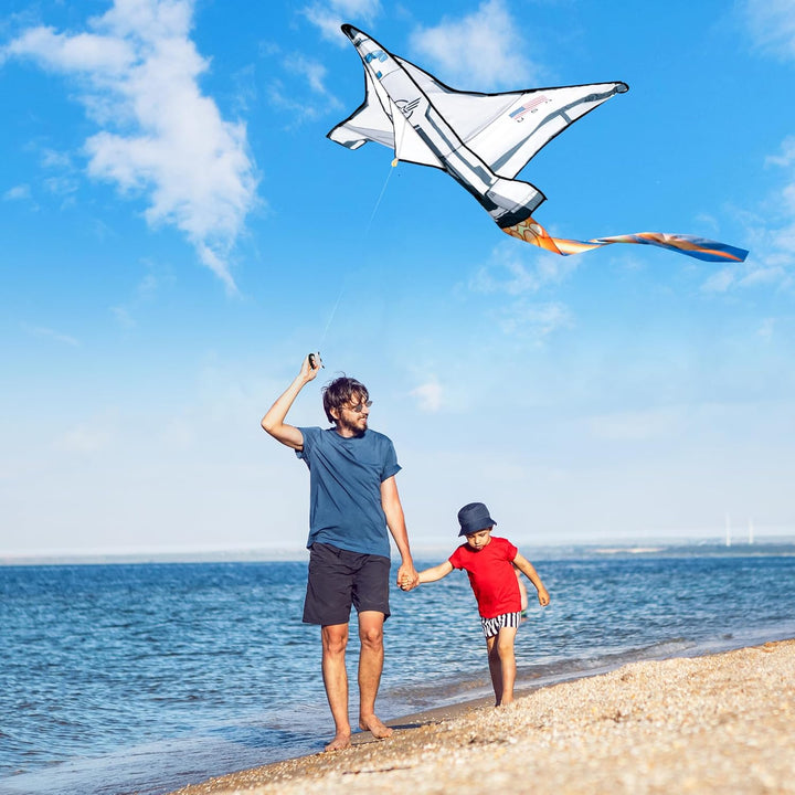 Spaceship Kite Easy to Fly for Kids and Adults with 262.5 Ft String, Large Beach Kite for Outdoor Games and Activities