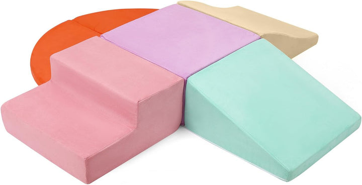 Soft Climbing Indoor Set, Foam Climbing Blocks for Toddlers, Waterproof Toddler Climbing Toys, Baby Jungle Gym Indoor Lightweight, Easy to Clean Foam Play Gym 6PCS