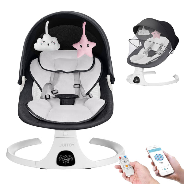 Baby Swing for Infants to Toddler Electric Newborn Swing with 5-Speed 3-Seat Positions 5-Point Carabiner,With Bluetooth Music 10-Preset Melodies, Indoor and Outdoor Use