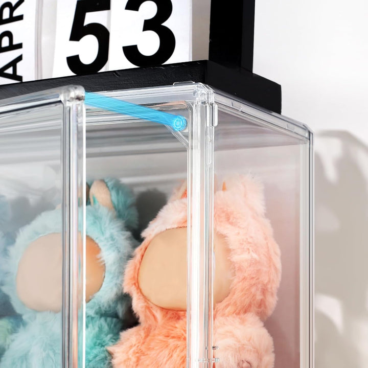 2 Pack Display Case Compatible with Labubu POP MART, Acrylic Clear Display Box Shelf for POP MART Labubu Doll