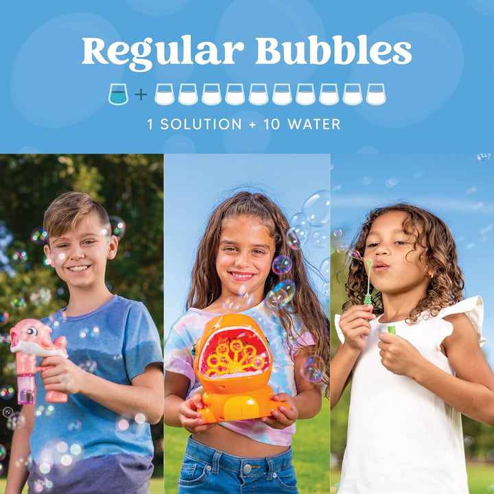 2 Bottles Bubbles Refill Solutions 64 Oz (Up to 5 Gallon), Concentrated Solution for Bubble Machine, Gun, Wand Refill Fluid Summer, Easter Toys(Orange+Blue)
