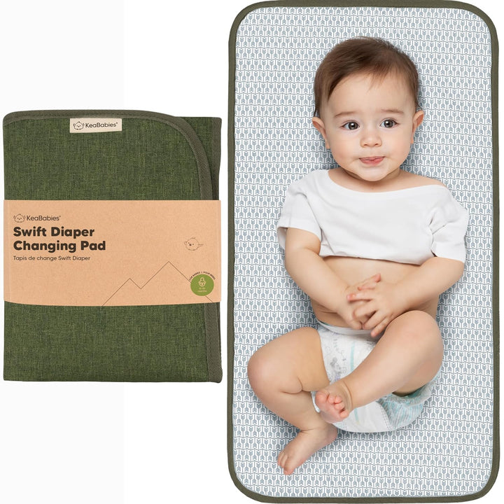 Portable Diaper Changing Pad, Easy Wipe Clean - Foldable Waterproof Baby Changing Mat for Diaper Bag, Compact, Lightweight, 25X13 Baby Changer Travel Essential, Machine Washable (Black Geo)