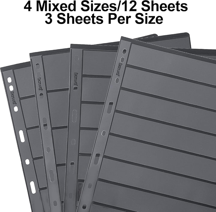 Stamp Collection Inserts - Collector Stamp Album 12 Sheets with 4 Mixed Sizes for Stamp Collection Binder Kit IS01MX112