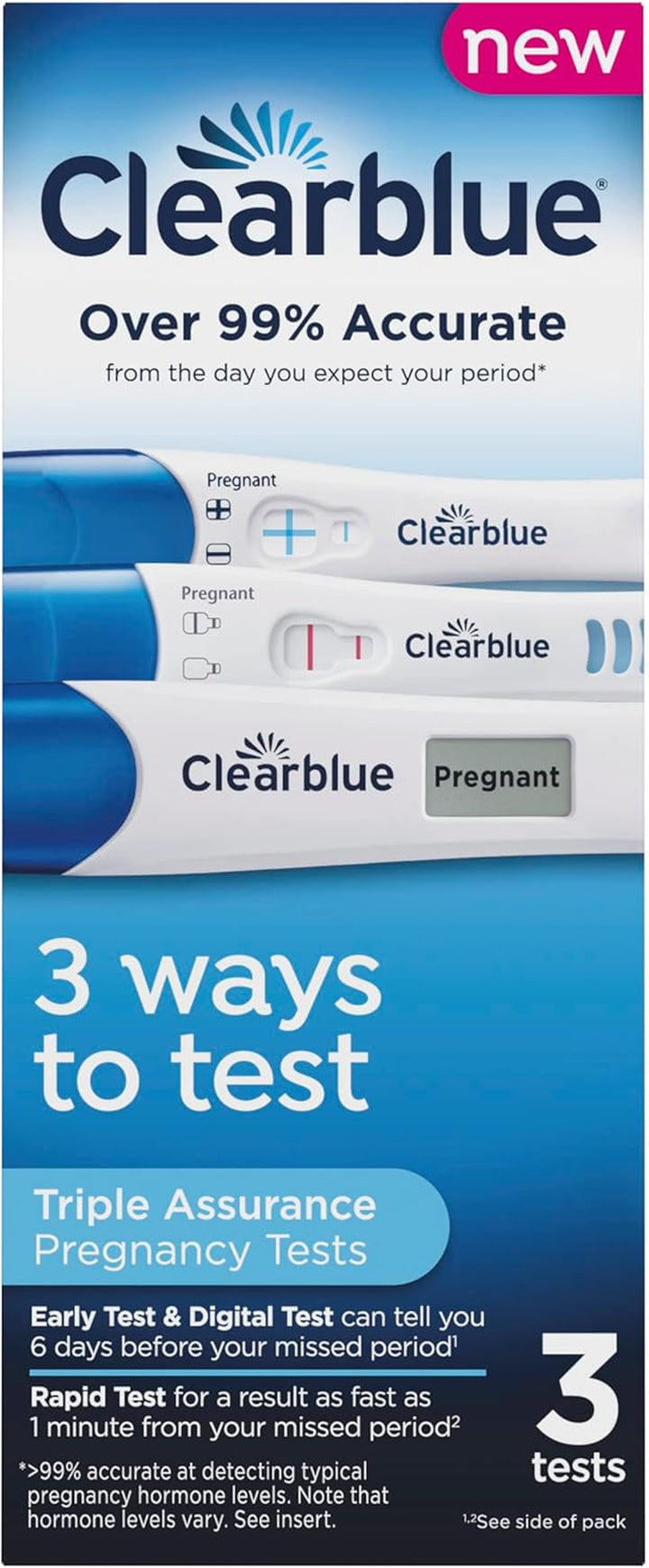 Triple Assurance Pregnancy Test Kit, Home Pregnancy Tests, 3 Ways to Test, 3 Ct