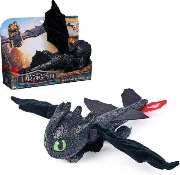 How to Train Your Dragon, Hug and Glide Toothless Plush Toy, 12” Dragon Stuffed Animal, Kids Toys for Boys Ages 4 and Up