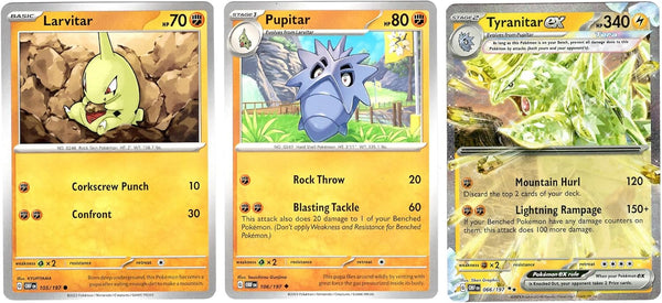 Tyranitar Ex - Tera - 066/197 Double Rare - Obsidian Flames -  Evolution 3 Card Lot