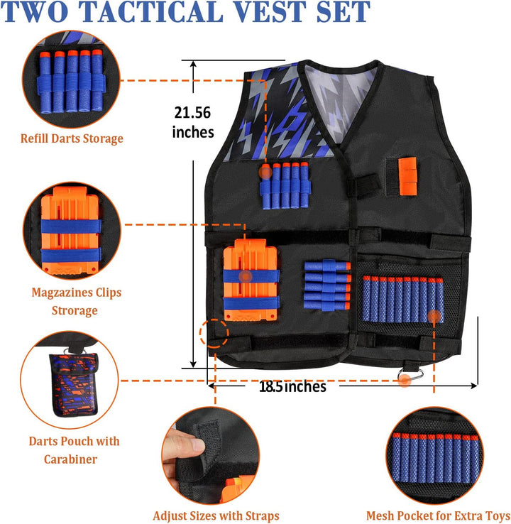 Compatible with Nerf Vest Kit, 2 Pack Tactical Vest for Nerf Gun, N-Strike Elite Jacket for Boys, Girls