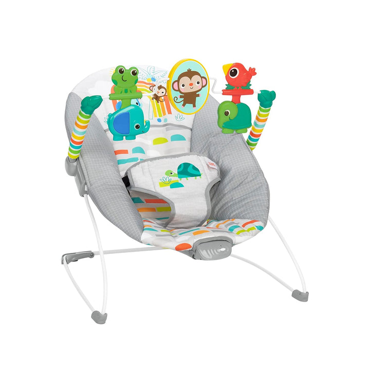 Playful Paradise Comfy Baby Bouncer Seat with Soothing Vibration and Toys, Unisex, 0-6 Months