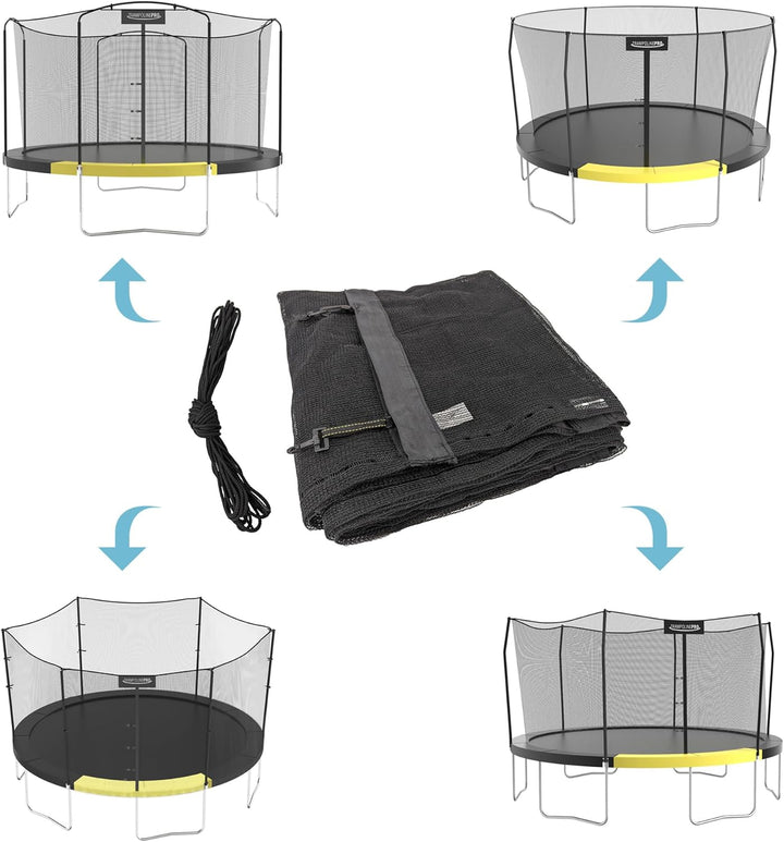 14Ft & 15Ft Universal Trampoline Net Replacement, Safety Enclosure Net for 6 or 8 Straight/Angled Poles, 14Ft & 15Ft round Frame
