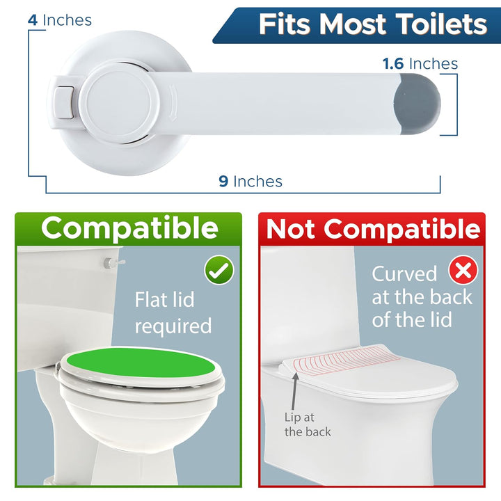 Toilet Locks Baby Proof (2-Pack) Ideal Baby Proof Toilet Lid Lock with Arm – No Tools Needed Easy Installation with 3M Adhesive – Top Safety Toilet Seat Lock – Fits Most Toilets, White