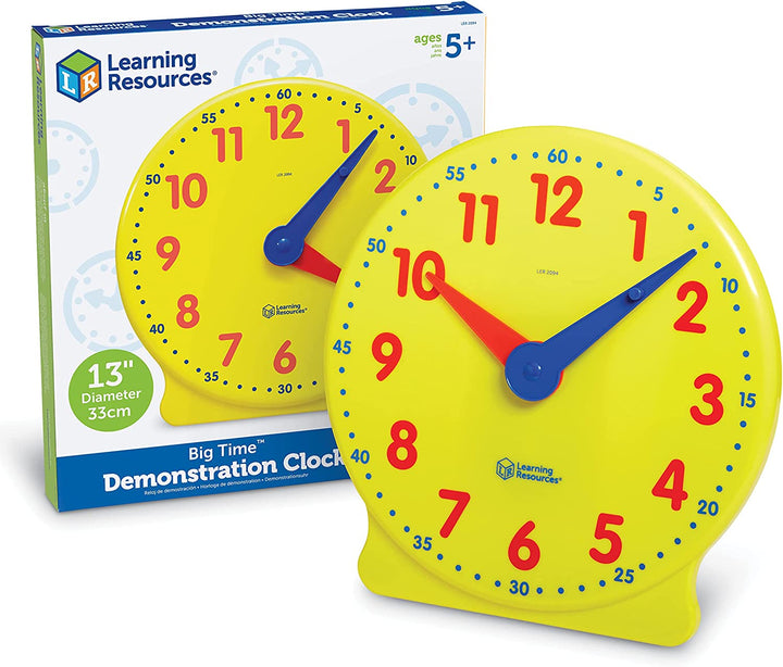 Big Time Learning Clock, Analog Clock, Homeschool, 12 Hour, Basic Math Development, Ages 5+