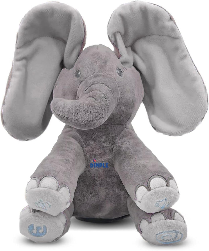 Kaia Peek a Boo Elephant Toy, Interactive Singing Stuffed Elephant Plush with Moving Ears, Musical Stuffed Animal for Babies and Toddlers, Adorable Elephant Baby Toy