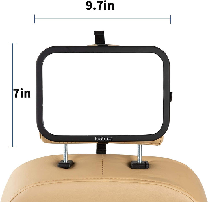 Baby Car Mirror Most Stable Backseat Mirror with Premium Matte Finish,Ultra High Definition PMMA Material, Secure and Shatterproof,Black