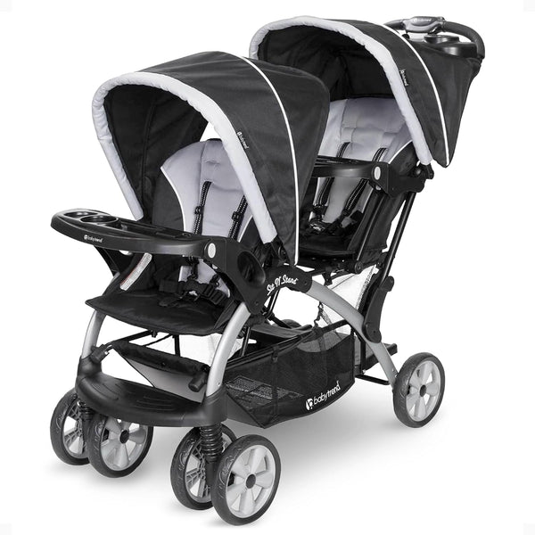 Double Infant and Toddler Stroller W/ Harness and Basket, Sit N' Stand, Stormy