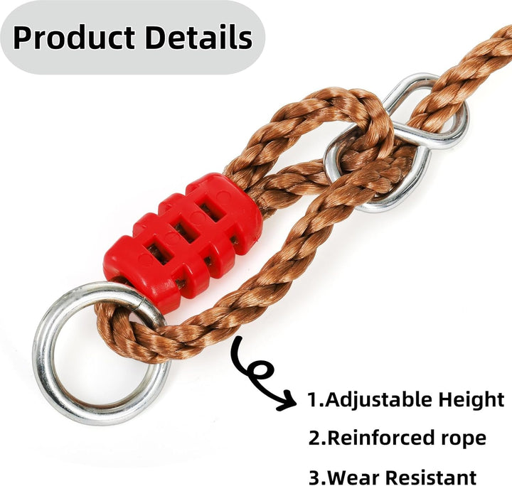 Trapeze Bar, 16" Adjustable Height Wooden Swing Set for Kids, Trapeze Climbing Bar Assembly with Rings, Gym Hanging Accessories Playground Attachments