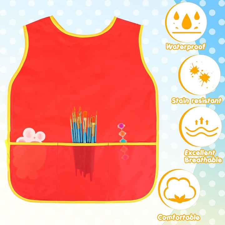 12 Pcs Art Smock for Kids Waterproof Painting Aprons Sleeveless Children with Pockets Age 3 to 8 Paint Craft Activity