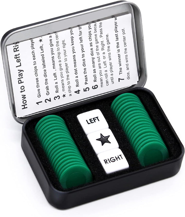 Left Right Center Dice Game Set with 3 Dices + 36 Blue Chips (Blue)