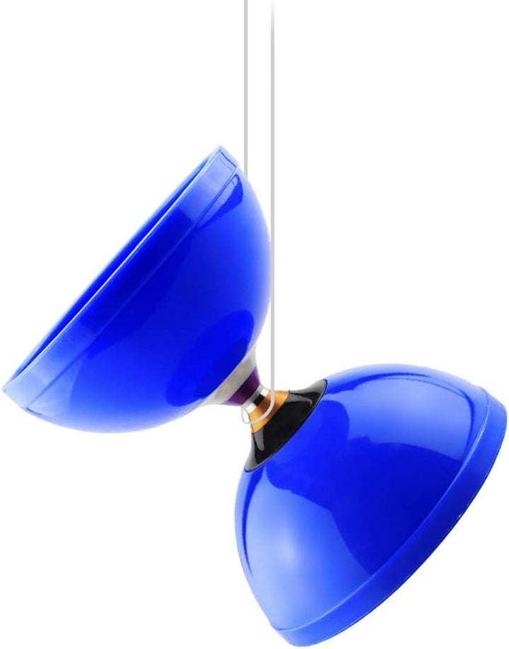 Pro Triple Bearing Diabolo Medium Size 5” Blue Chinese Yoyo Toy with 2 Pair Carbon Sticks+ 2 Extra Strings +1 Net Bag, High Performance Chinese Yoyo Diabolo Skill Toy