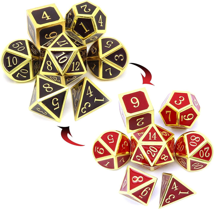 Bloodstained Metal DND Dice Set Blood Polyhedral D&D Dice Compatible with Dungeons and Dragons Gift TTRPG Antique Metal Halloween Dice