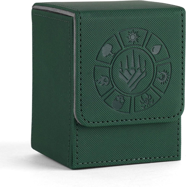 Card Deck Box, 110+ Storage MTG Deck Box with 50 Pcs Card Sleeve, Collectible Trading Card Cases for Magic Commander and More (Black)