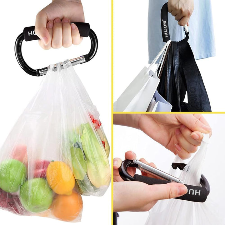 Stroller Hooks 2 Pcs Large Carabiner Clips for Hanging Diaper Bags, Purse Grocery, and Shopping Bags. Heavy Duty Universal Climbing Clips Best Mommy Accessories for Outdoor, Camping and Hiking.