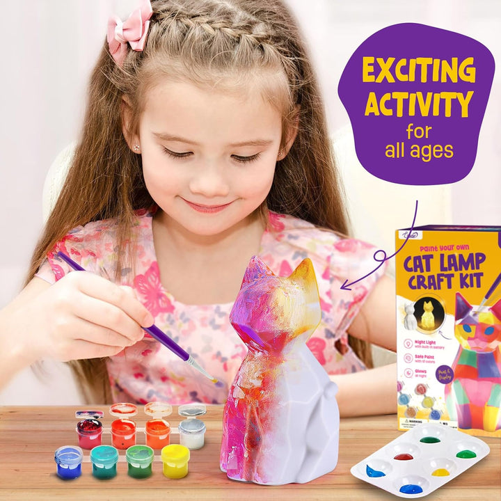 Paint Your Own Cat Lamp Kit, Art Supplies Arts & Crafts Kits, Painting Kit for Kids 6-12, Arts and Crafts for Kids Ages 8-12, Toys Girls Boy Birthday Easter Gift Ages 3 4 5 6 7 8 9 10 11 12+