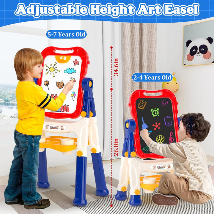 Easel for Kids,Toddler Toys for Ages 2-4, Double-Sided Magnetic Kids Art Easel for 2 Year Old Boy Birthday Gift,Toys for 3 Year Old Boy Dry Erase Boards,Drawing Boadrs for 2 3 4 5 Years Old Girl Gift