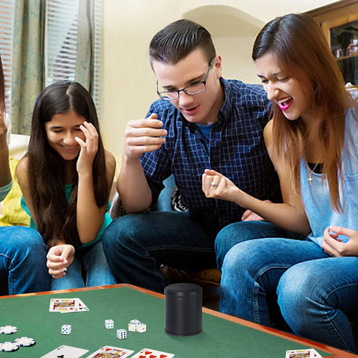 Felt Lined Professional Dice Cup - with 6 Dice Quiet for Yahtzee Game
