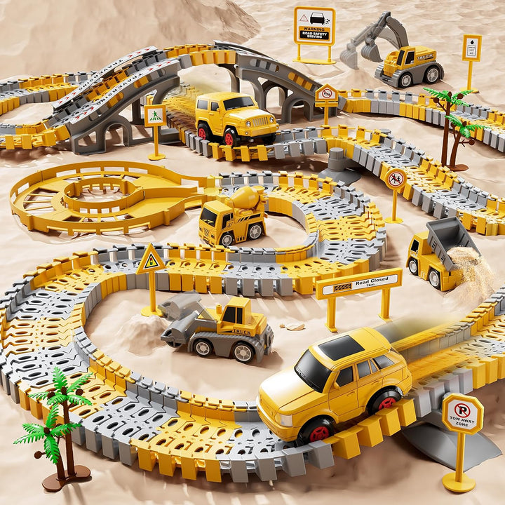 Toddler Boy Toys 236 PCS Race Tracks Toys Gifts for 3 4 5 Year Old Boys Kids, 6 PCS Construction Car Toys Gifts for 2 3 4 5 Year Old Boys, Christmas Birthday Gifts Toys for 3 4 5 Year Old Boys