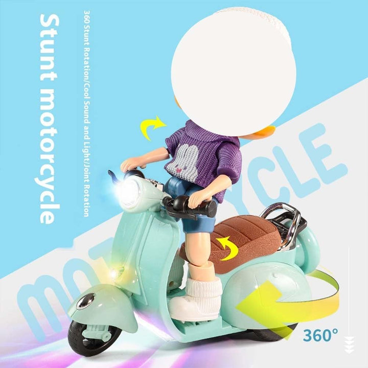 Scooter with Remote for Labubu, Electric Micro Mini Scooter for Labubu Accessories, Funny Plastic Doll Scooter Vehicles, Rotate 360° Interactive Scooter Ornaments Gifts for Lbubu Fans(Gray,With Batter