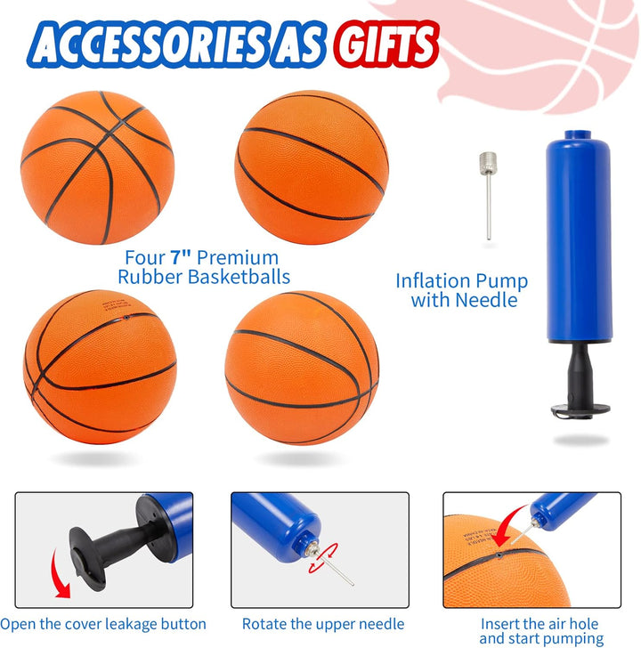 Foldable Electronic Dual Basketball Arcade Game,Double Shot 2 Player, 8 Game Options W/4 Balls LED Scoring System & Indoor Basketball Game for Youth, Adults