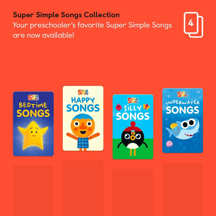 Super Simple Songs Collection – 4 Kids Musical Cards for Use with Player & Mini All-In-1 Audio Device, Educational Screen-Free Listening with Fun Singalong Music for Playtime Parties Travel