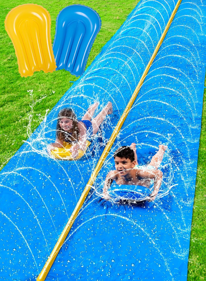 Huge Water Slide, 30Ft X 6Ft Heavy Duty Lawn Water Slip and Slide with Built-In Sprinkler and 2 Slip Inflatable Boards for Kids Adults Party Summer Yard Lawn Outdoor Play Activities