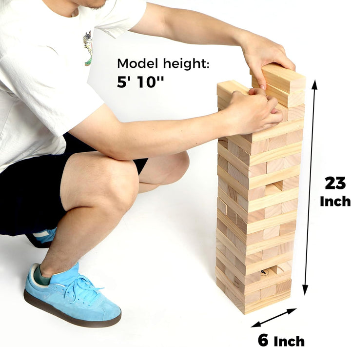 Outdoor Games Large Tower Game 54 Blocks Stacking Game Includes Carry Bag and Scoreboard