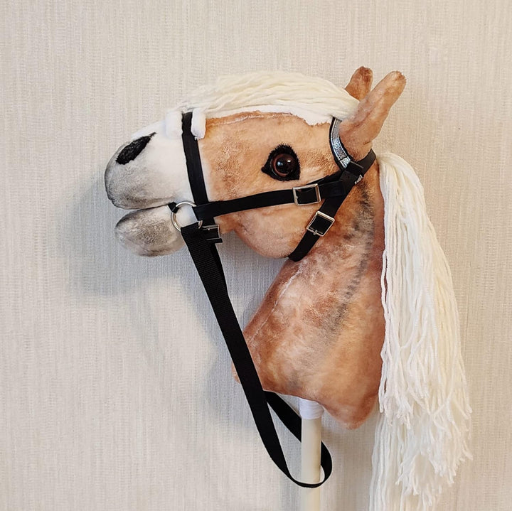 Hobby Horse Realistic with Bridle - A3 Haflinger Horse on Stick