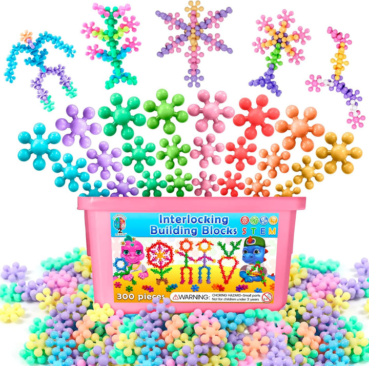 300 Pieces Building Blocks- Kids STEM Educational Building Toys- Discs Sets Interlocking, Solid Plastic for Preschool Kids Boys and Girls Aged 3+, Creativity Toys