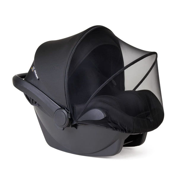 2-In-1 Car Seat Canopy - Universal Baby Car Seat Cover with Sunshade & Mesh Protection, 2-Way Zipper for Easy Access (Black)